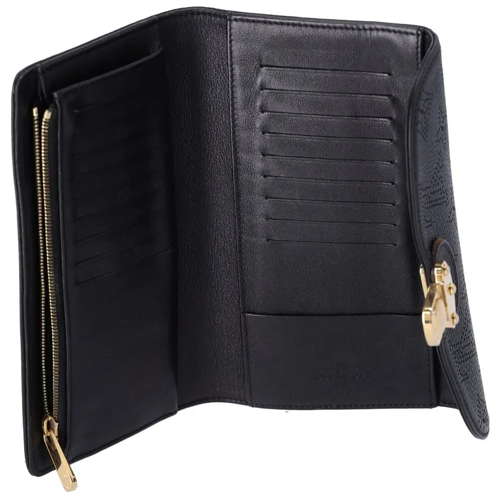 Louis Vuitton Amelia Mahina Monogram Long Trifold Wallet Black